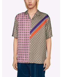 Chemise à manches courtes imprimée multicolore Gucci