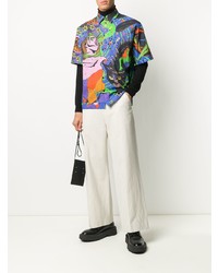 Chemise à manches courtes imprimée multicolore MSGM