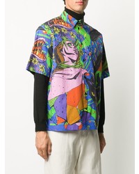 Chemise à manches courtes imprimée multicolore MSGM