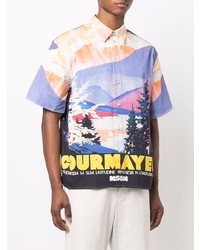 Chemise à manches courtes imprimée multicolore MSGM