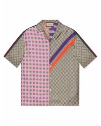 Chemise à manches courtes imprimée multicolore Gucci