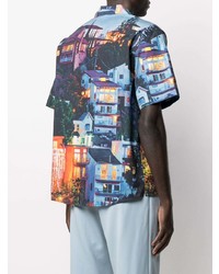 Chemise à manches courtes imprimée multicolore MSGM