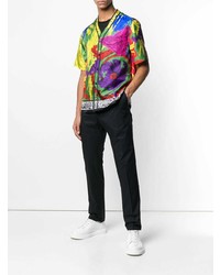 Chemise à manches courtes imprimée multicolore Versace