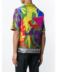 Chemise à manches courtes imprimée multicolore Versace