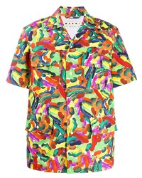 Chemise à manches courtes imprimée multicolore Marni