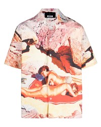 Chemise à manches courtes imprimée multicolore MSGM
