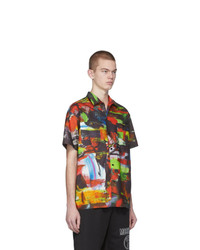 Chemise à manches courtes imprimée multicolore Moschino