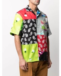 Chemise à manches courtes imprimée multicolore MSGM