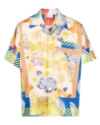 Chemise à manches courtes imprimée multicolore Pierre Louis Mascia