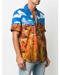 Chemise à manches courtes imprimée multicolore Balmain