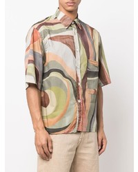 Chemise à manches courtes imprimée multicolore Costumein