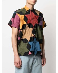 Chemise à manches courtes imprimée multicolore Bode