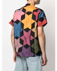 Chemise à manches courtes imprimée multicolore Bode