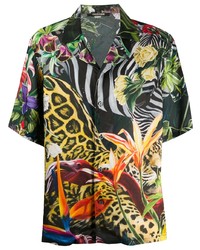 Chemise à manches courtes imprimée multicolore Roberto Cavalli