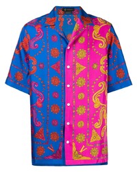 Chemise à manches courtes imprimée multicolore Versace