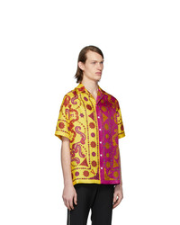 Chemise à manches courtes imprimée multicolore Versace