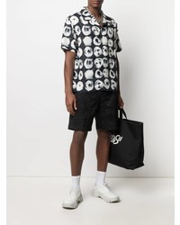 Chemise à manches courtes imprimée noire et blanche Stussy