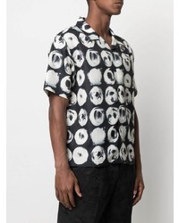 Chemise à manches courtes imprimée noire et blanche Stussy