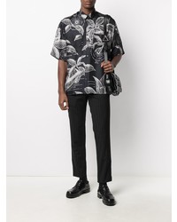 Chemise à manches courtes imprimée noire et blanche Givenchy