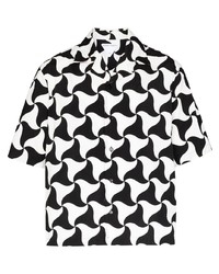 Chemise à manches courtes imprimée noire et blanche Bottega Veneta