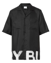 Chemise à manches courtes imprimée noire et blanche Burberry