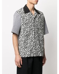 Chemise à manches courtes imprimée noire et blanche Marni