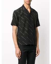 Chemise à manches courtes imprimée noire et blanche Saint Laurent