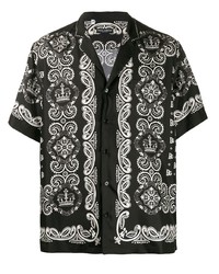 Chemise à manches courtes imprimée noire et blanche Dolce & Gabbana