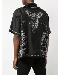 Chemise à manches courtes imprimée noire et blanche Givenchy