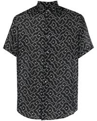 Chemise à manches courtes imprimée noire et blanche Emporio Armani