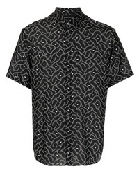 Chemise à manches courtes imprimée noire et blanche Emporio Armani