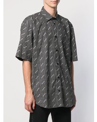 Chemise à manches courtes imprimée noire et blanche Balenciaga