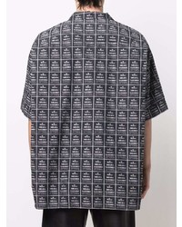 Chemise à manches courtes imprimée noire et blanche Maison Mihara Yasuhiro
