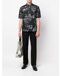 Chemise à manches courtes imprimée noire et blanche Alexander McQueen