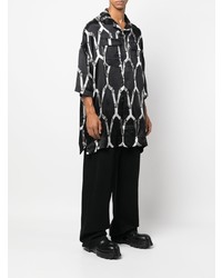 Chemise à manches courtes imprimée noire et blanche Rick Owens