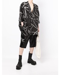 Chemise à manches courtes imprimée noire et blanche Rick Owens