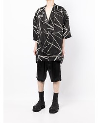 Chemise à manches courtes imprimée noire et blanche Rick Owens