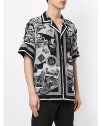 Chemise à manches courtes imprimée noire et blanche Dolce & Gabbana