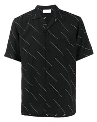 Chemise à manches courtes imprimée noire et blanche Saint Laurent
