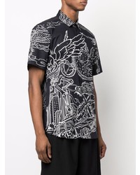 Chemise à manches courtes imprimée noire et blanche Philipp Plein