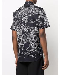 Chemise à manches courtes imprimée noire et blanche Philipp Plein