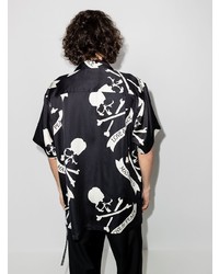 Chemise à manches courtes imprimée noire et blanche Mastermind Japan
