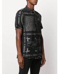 Chemise à manches courtes imprimée noire et blanche Ksubi