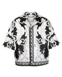 Chemise à manches courtes imprimée noire et blanche Versace