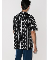 Chemise à manches courtes imprimée noire et blanche Valentino