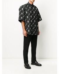 Chemise à manches courtes imprimée noire et blanche Balenciaga