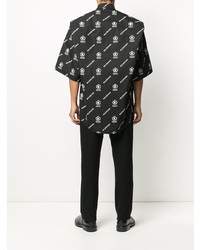 Chemise à manches courtes imprimée noire et blanche Balenciaga