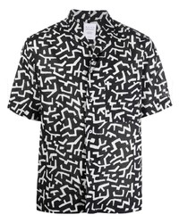Chemise à manches courtes imprimée noire et blanche Xacus