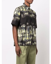 Chemise à manches courtes imprimée noire MSGM