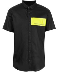 Chemise à manches courtes imprimée noire Armani Exchange